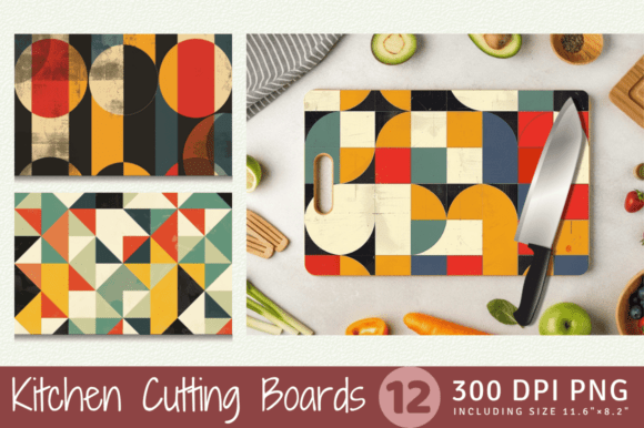 Download Retro Geometric Shapes Cutting Boards Su - Premium Bundle