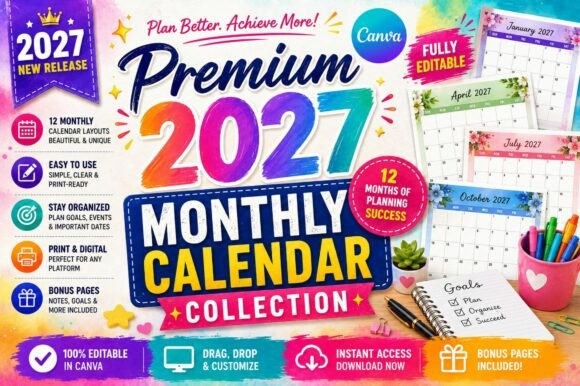 Download Premium 2027 Monthly Calendar Collection - Collection Collection