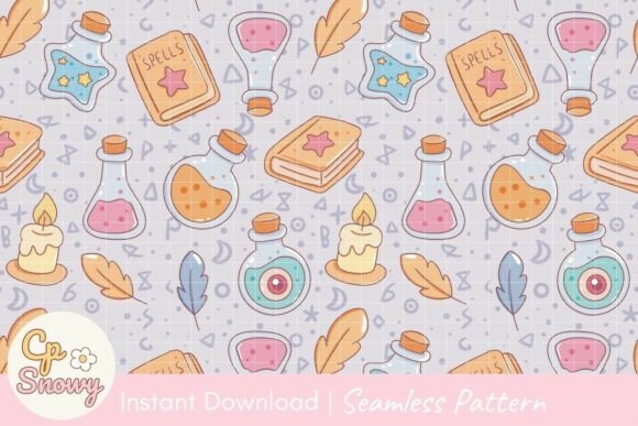 Download Cute Seamless Pattern Pastel Magic - Magic Collection