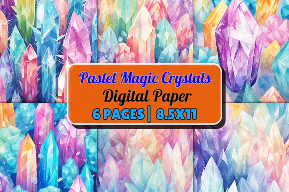 Download Pastel Magic Crystals Digital Paper - Magic Collection