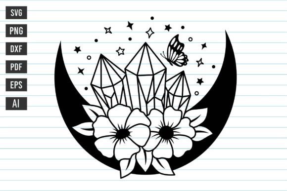 Download Magic Crystal Svg Moon Floral Crystals - Magic Collection