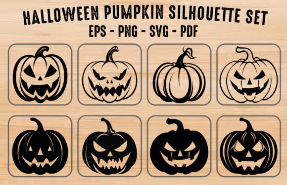 Download Halloween Scary Pumpkin Silhouette Set - Scary Collection