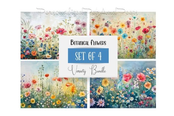 Download Watercolor Botanical Prints Set of 4 - Botanical prints Collection