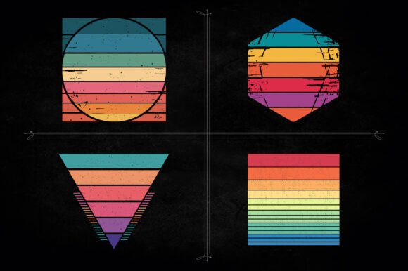 Download Vintage Sunset Graphic Shapes SVG Design - Premium Bundle