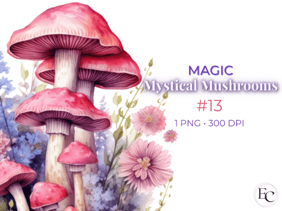 Download Pastel Magic Mushroom Watercolor Clipart - Magic Collection