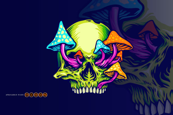 Download Trippy Mushroom Skull Logo Graphic - Trippy Collection